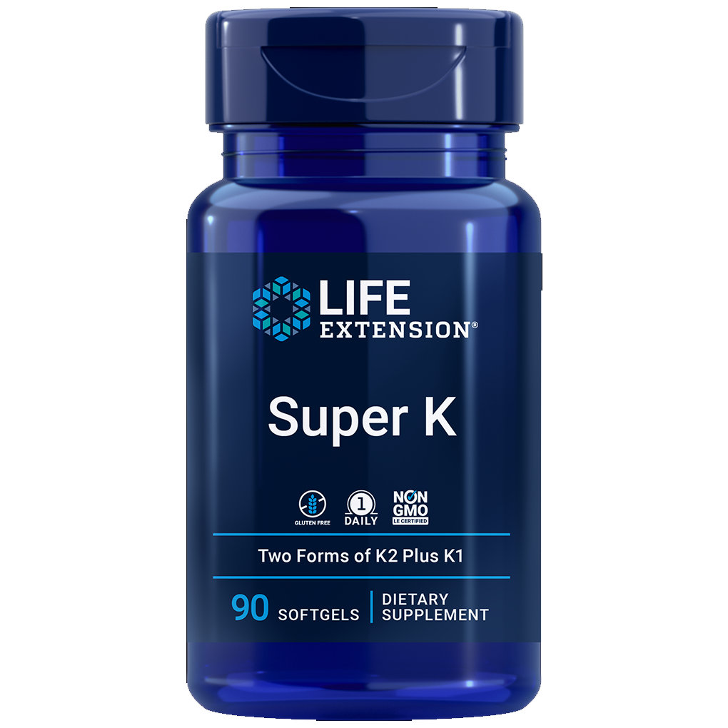 Life Extension Super K (Phytonadione , Menaquinone-4 ,Trans Menaquinone-7) / 90 Softgels